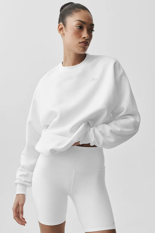 ALO Accolade Crew Neck Pullover – White